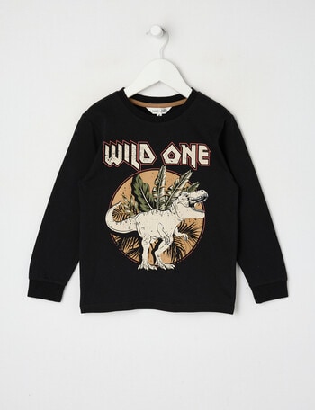 Mac & Ellie Wild One Long Sleeve Cuffed Tee, Black product photo