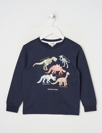 Mac & Ellie Glow Dino Long Sleeve Cuffed Tee, Navy product photo