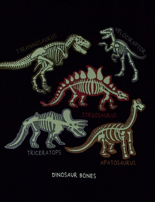 Mac & Ellie Glow Dino Long Sleeve Cuffed Tee, Navy product photo View 03 L