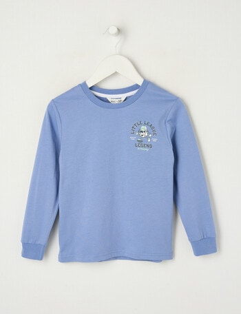 Mac & Ellie Little League Long Sleeve Cuffed Tee, Blue product photo