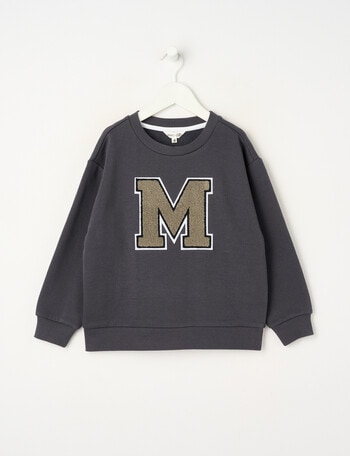 Mac & Ellie M Oversize Crew Sweater, Charcoal product photo