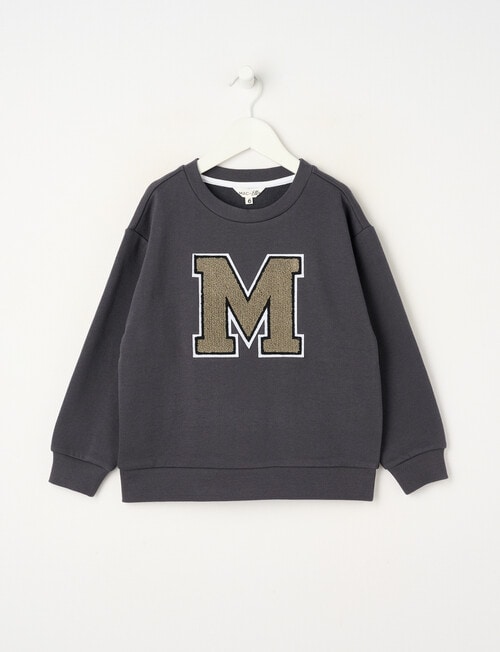 Mac & Ellie M Oversize Crew Sweater, Charcoal product photo