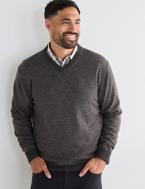 Logan Knit Porthole Long Sleeve Pullover, Charcoal product photo