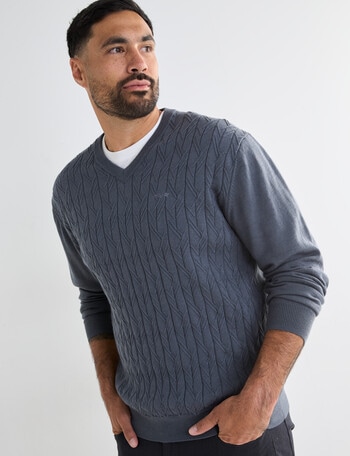 Logan Knit Macro Long Sleeve Pullover, Mid Grey product photo