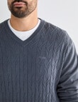 Logan Knit Macro Long Sleeve Pullover, Mid Grey product photo View 04 S