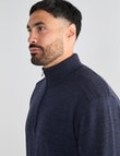 Logan Knit Elmer 1/4 Zip Long Sleeve Pullover, Navy product photo View 04 S