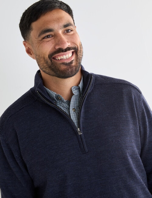 Logan Knit Elmer 1/4 Zip Long Sleeve Pullover, Navy product photo View 06 L