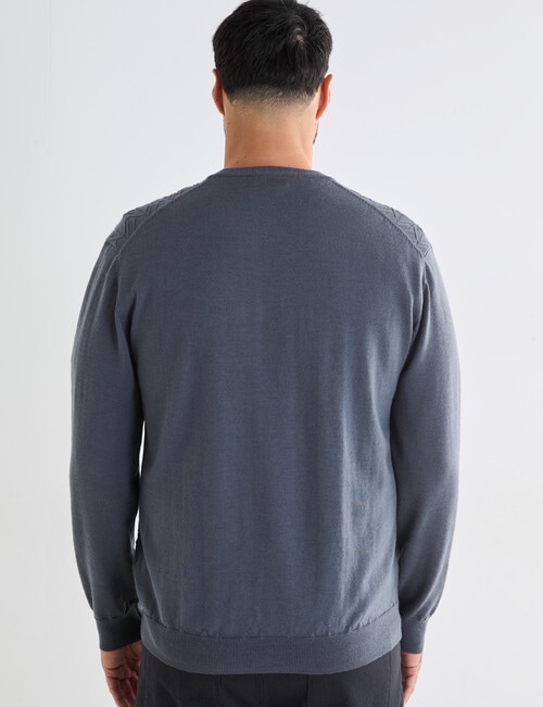 Logan Knit Macro Long Sleeve Pullover, Mid Grey product photo View 02 L