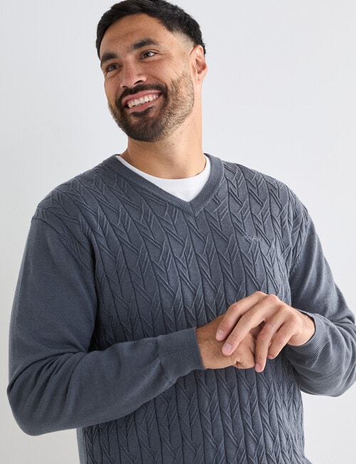 Logan Knit Macro Long Sleeve Pullover, Mid Grey product photo View 05 L