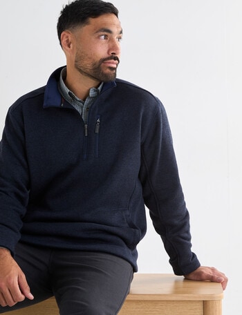Logan Drum Fleece 1/4 Zip Long Sleeve Pullover, Navy product photo