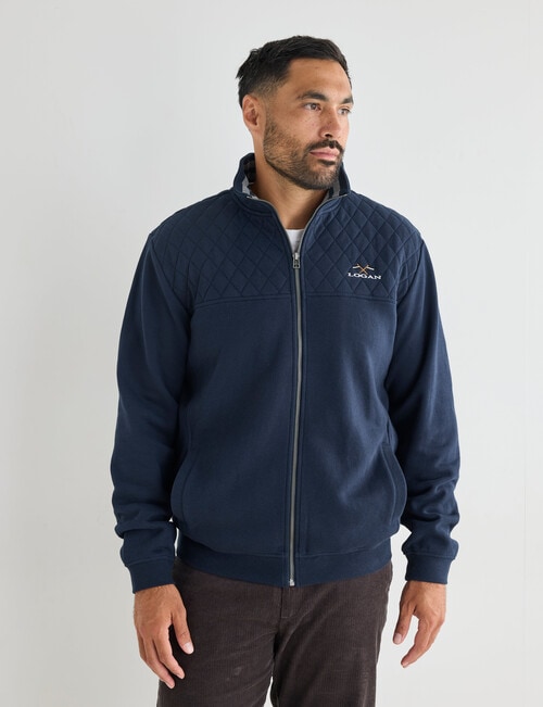 Logan Heath Zip Through Fleece, Navy product photo View 04 L