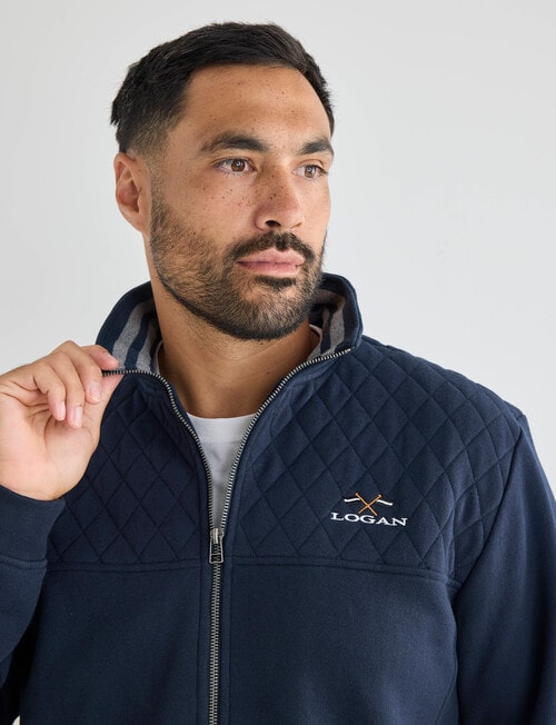 Logan Heath Zip Through Fleece, Navy product photo View 05 L