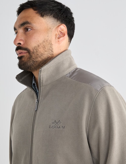 Logan Arty Textured Fleece Zip Through Jacket, Taupe product photo View 04 L