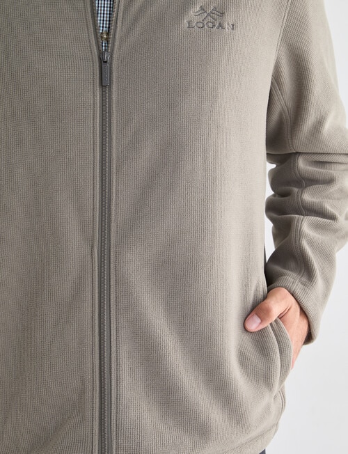 Logan Arty Textured Fleece Zip Through Jacket, Taupe product photo View 06 L