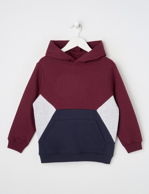 Mac & Ellie Colourblock Hoodie, Burgundy product photo