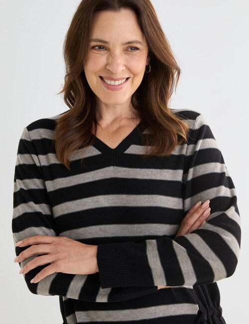 Line 7 Elation Striped Knit Jersey, Brown & Black product photo View 06 L