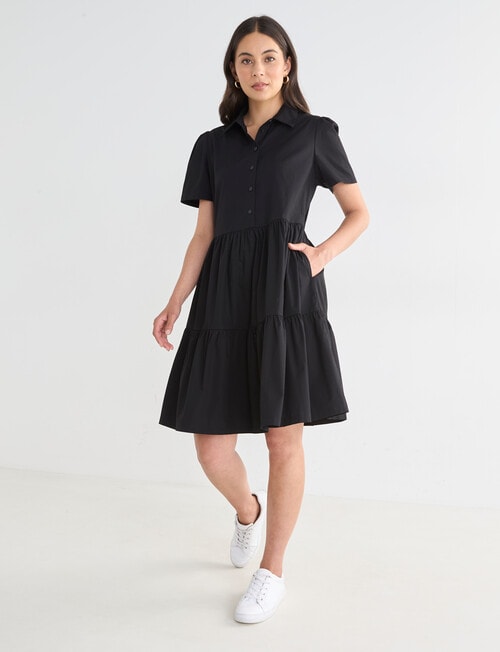 Whistle Collar Babydoll Dress, Black product photo View 03 L