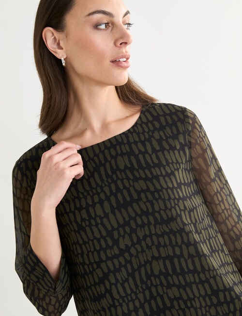 Oliver Black 3/4 Sleeve Double Layer Top, Cobblestone product photo View 04 L