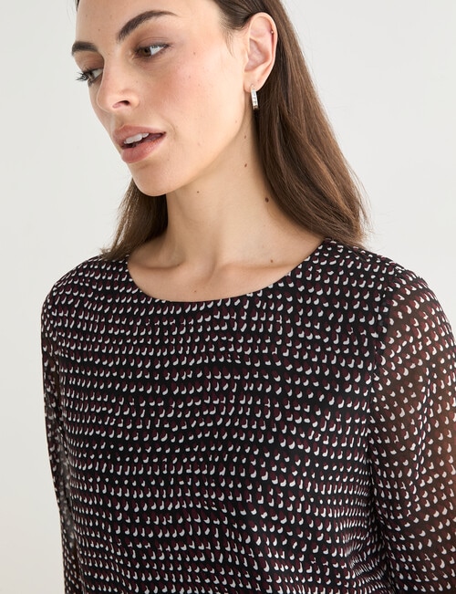 Oliver Black 3/4 Sleeve Double Layer Top, Pebble product photo View 04 L
