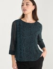 Oliver Black 3/4 Sleeve Double Layer Top, Snake product photo View 05 S