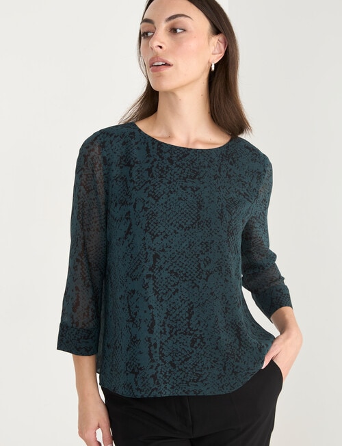 Oliver Black 3/4 Sleeve Double Layer Top, Snake product photo View 05 L
