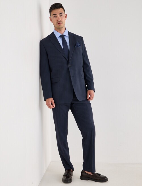 Laidlaw + Leeds Subtle Stripe Classic Suit Jacket, Navy product photo View 03 L