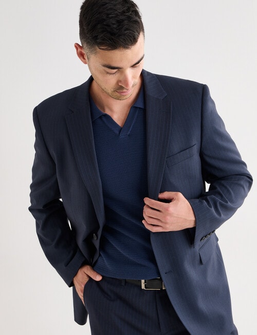 Laidlaw + Leeds Subtle Stripe Classic Suit Jacket, Navy product photo View 07 L