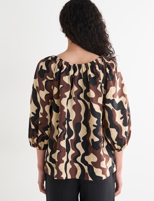 Zest Linen Peasant Top, Abstract Line product photo View 02 L