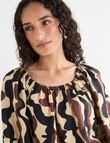 Zest Linen Peasant Top, Abstract Line product photo View 04 S