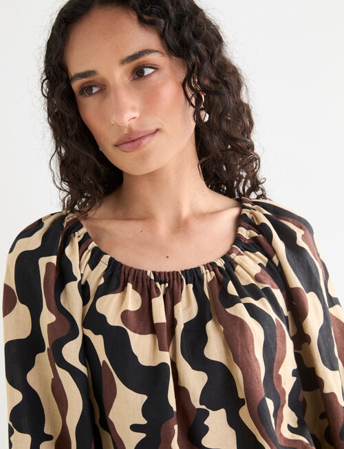 Zest Linen Peasant Top, Abstract Line product photo View 04 L