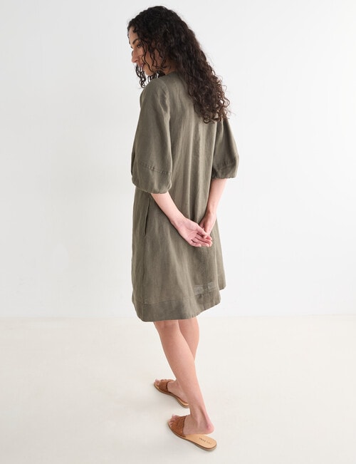 Zest Linen Balloon Sleeve Dress, Teak product photo View 02 L