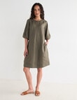 Zest Linen Balloon Sleeve Dress, Teak product photo View 03 S