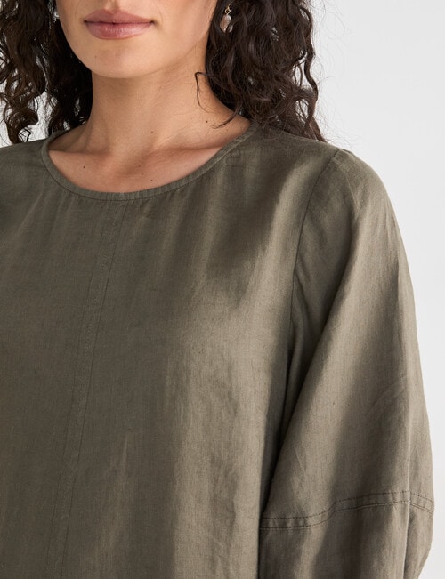 Zest Linen Balloon Sleeve Dress, Teak product photo View 04 L