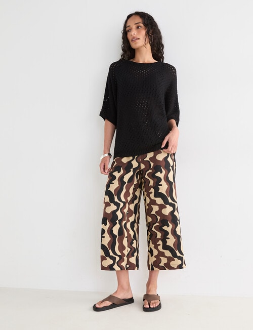 Zest Linen Crop Pant, Abstract Line product photo View 03 L