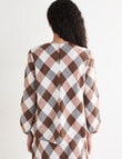Zest Linen Bias 3/4 Sleeve Top, Chocolate Check product photo View 02 S