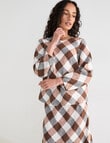 Zest Linen Bias 3/4 Sleeve Top, Chocolate Check product photo View 05 S