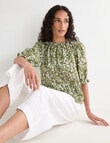 Zest Linen Frill Neck Top, Willow Floral product photo