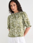 Zest Linen Frill Neck Top, Willow Floral product photo View 05 S