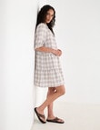 Zest Linen Frill Neck Tier Dress, Check Ivory product photo