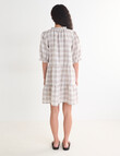 Zest Linen Frill Neck Tier Dress, Check Ivory product photo View 02 S