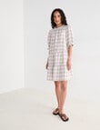 Zest Linen Frill Neck Tier Dress, Check Ivory product photo View 03 S