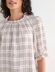 Zest Linen Frill Neck Tier Dress, Check Ivory product photo View 04 S