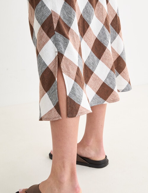 Zest Linen Bias Skirt, Chocolate Check product photo View 08 L