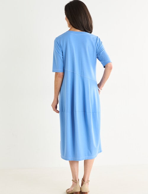 Short Sleeve Knit Dress, Blue product photo View 02 L
