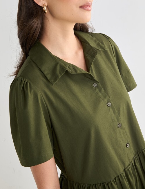Whistle Collar Babydoll Dress, Khaki product photo View 04 L