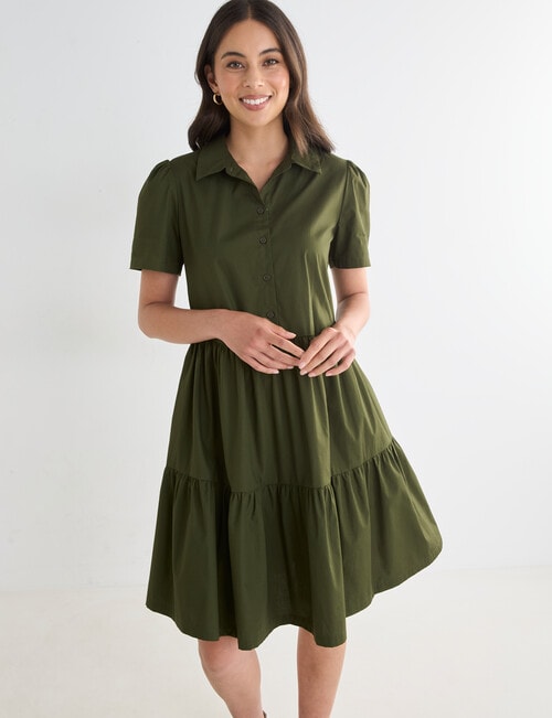 Whistle Collar Babydoll Dress, Khaki product photo View 05 L