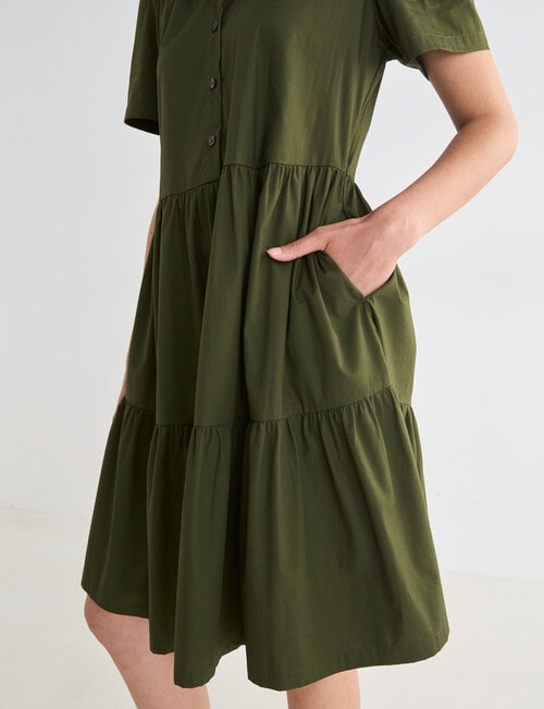 Whistle Collar Babydoll Dress, Khaki product photo View 06 L