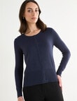 Oliver Black Long Sleeve Crew Neck Cardigan, Pewter product photo