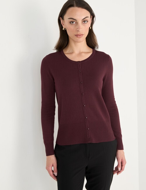 Oliver Black Long Sleeve Crew Neck Cardigan, Fig product photo View 05 L