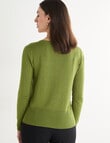 Oliver Black Long Sleeve Crew Neck Cardigan, Moss product photo View 02 S